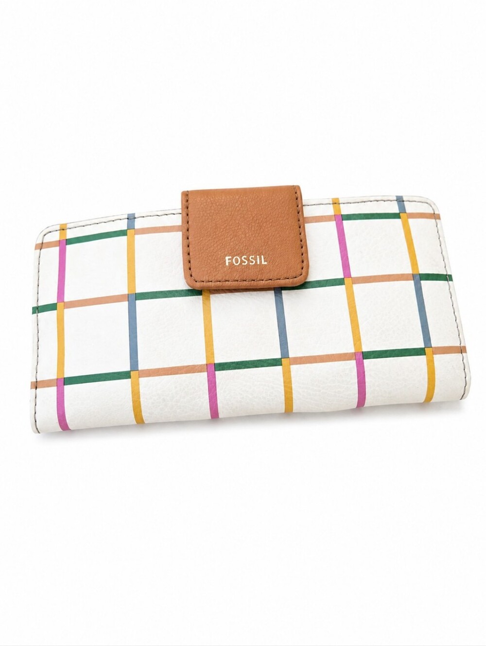 Fossil Madison Tab Clutch Wallet Cream Rainbow Tan
